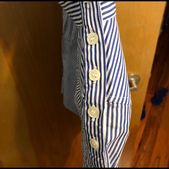 JCrew Funnel Neck Cobalt Stripe Shirt 💕 - Picture 6 of 6